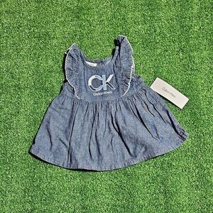 Calvin Klein Blue Baby Dress with Ruffles